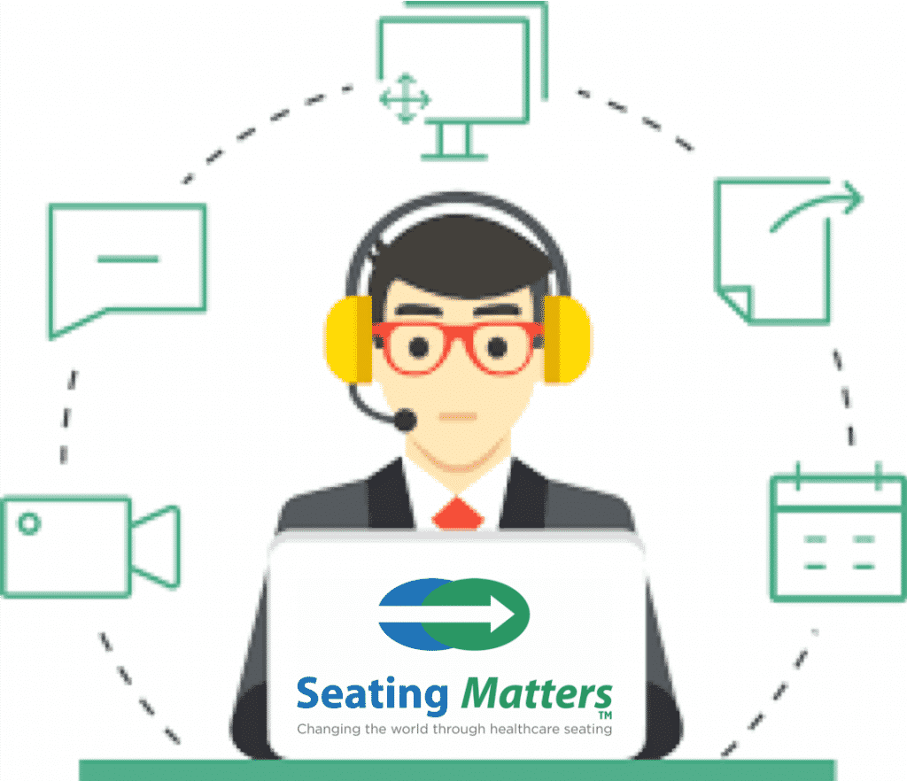 colored illustration of a remote support seating matters staff